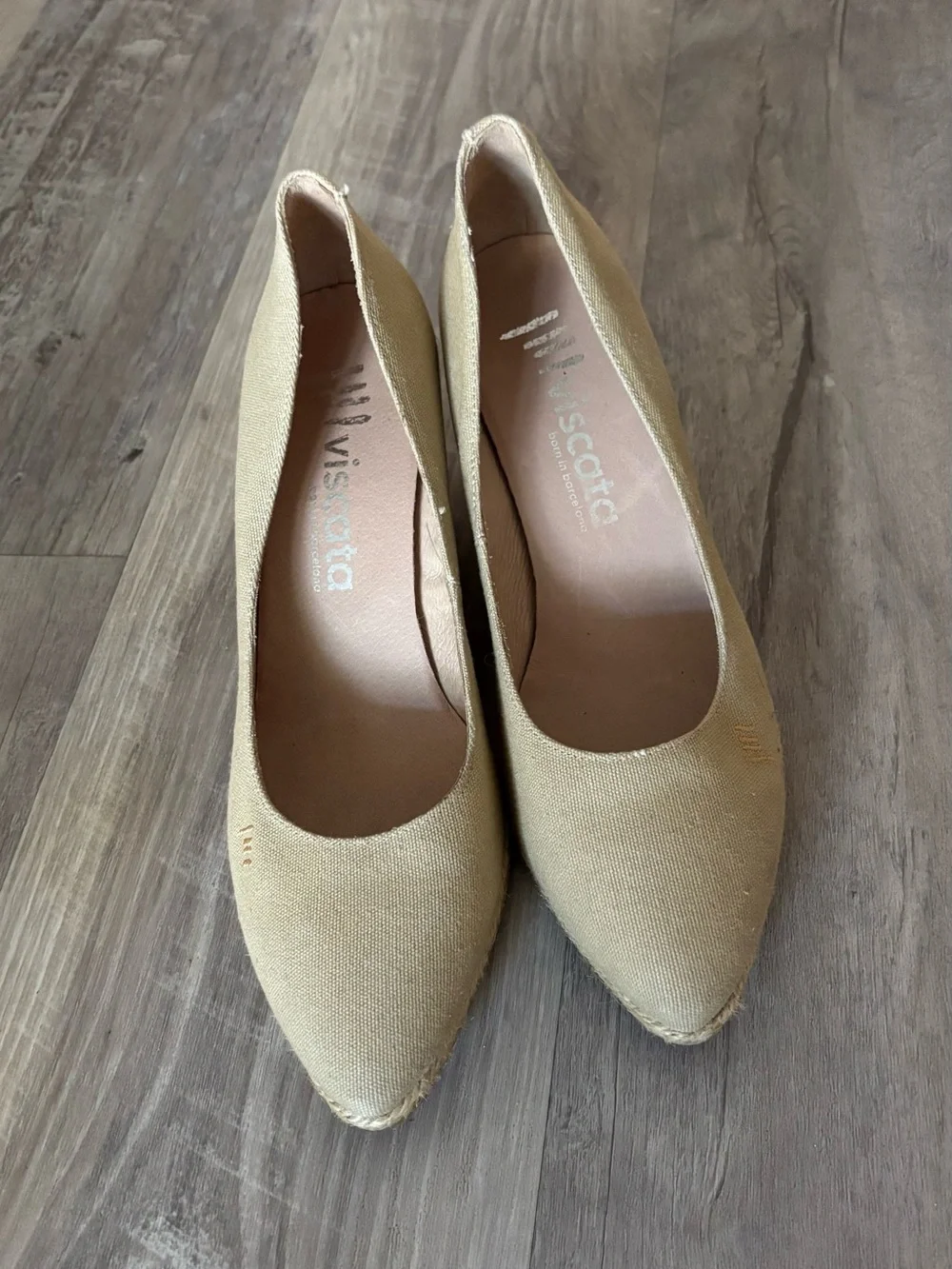 Viscata Barcelona Women's Tan Canvas Espadrille Wedge 39